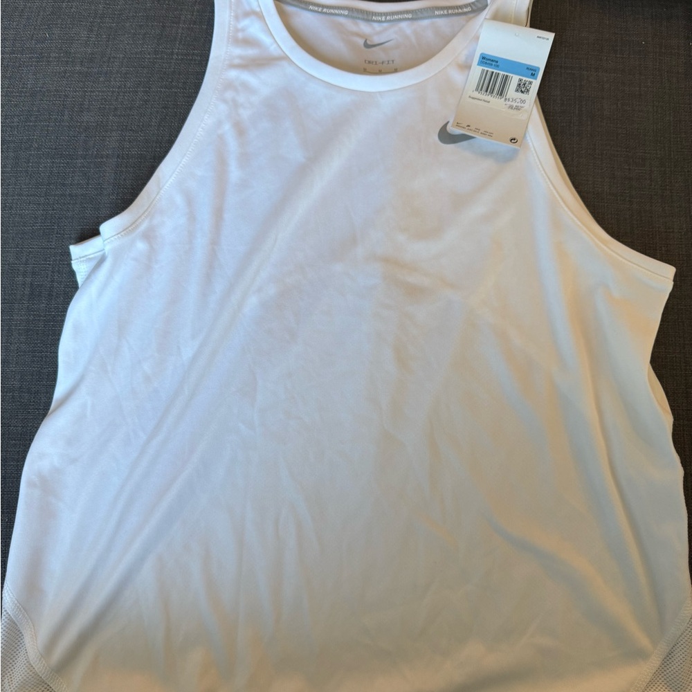 Nike White Athletic Tank Top - Mesh Panel